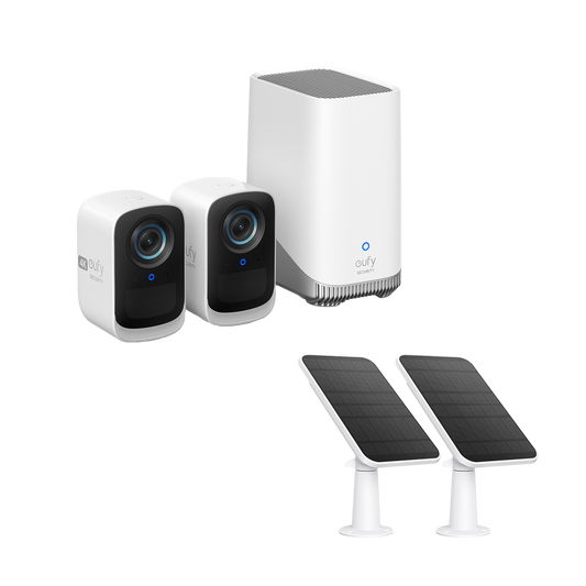 eufyCam S300 (eufyCam 3C) + eufyCam Solar Panel Charger (2-Pack)